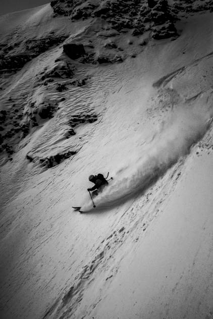 freerider in adriana couloir in cristallo